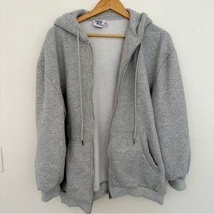 Florida Oversized Zip Up Sweatshirt Grey